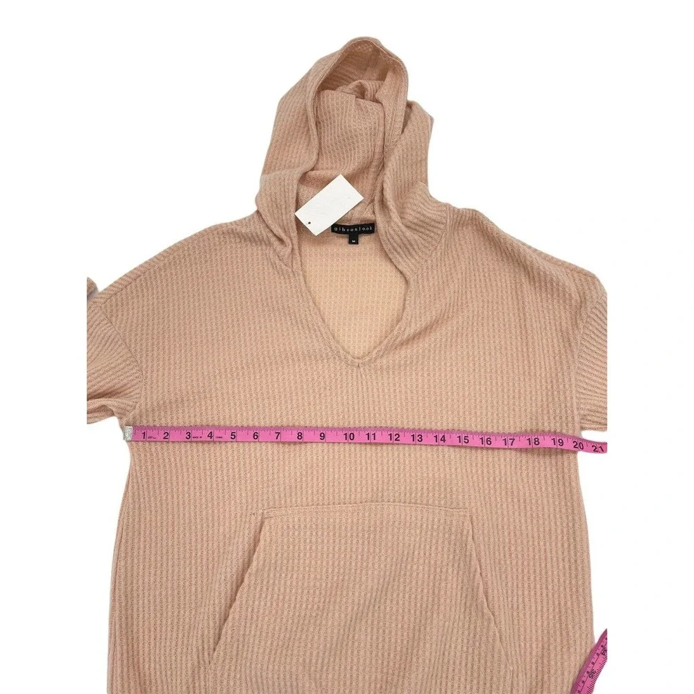 GibsonLook Waffle Weave Hoodie In Dusty Peach Size Medium - Picture 8 of 11